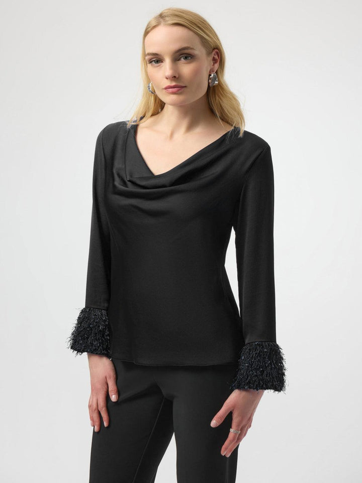 Joseph Ribkoff Chic Cowl Neck Top In Black 254020-Nicola Ross