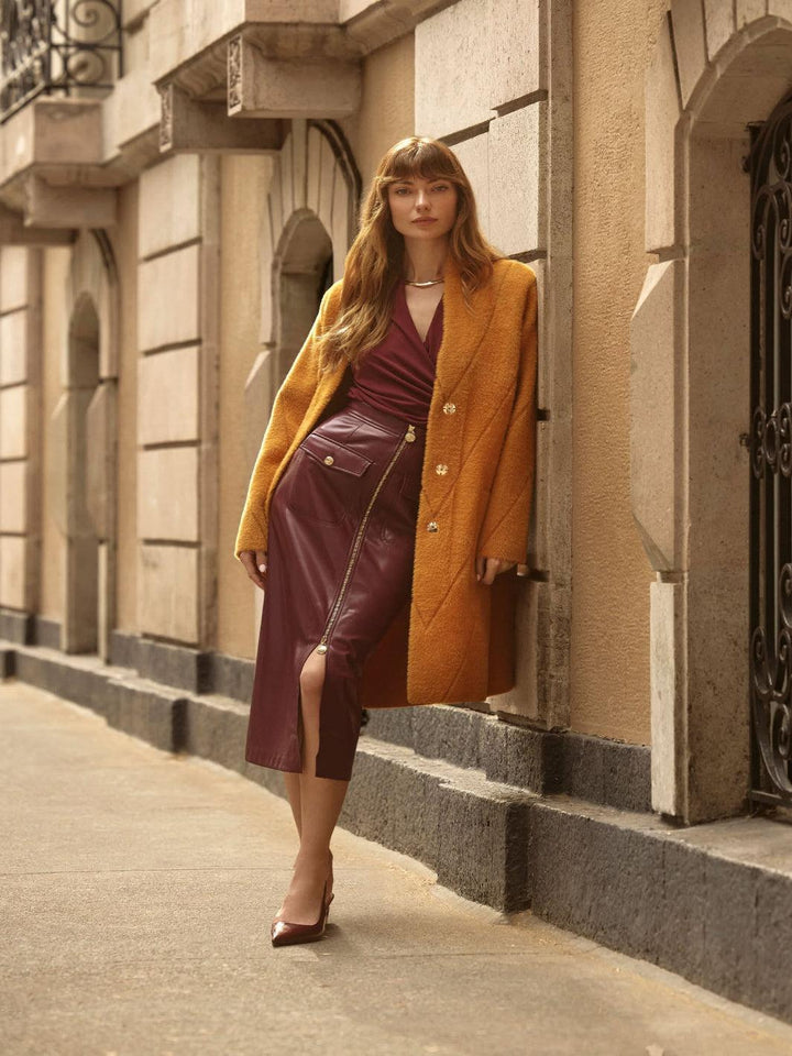 Joseph Ribkoff Chic Long Overcoat In Mustard 253955-Nicola Ross