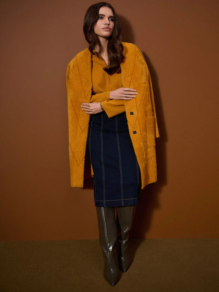 Joseph Ribkoff Chic Long Overcoat In Mustard 253955-Nicola Ross