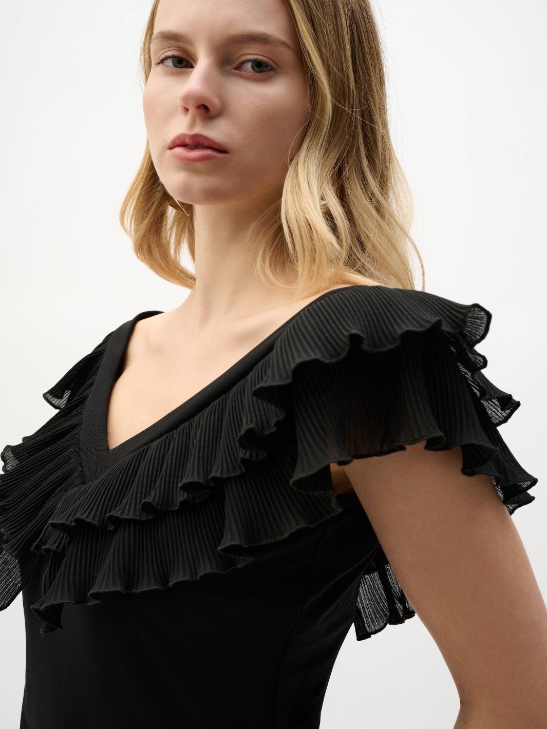 Joseph Ribkoff Chic V Neck Top In Black 262089-Nicola Ross