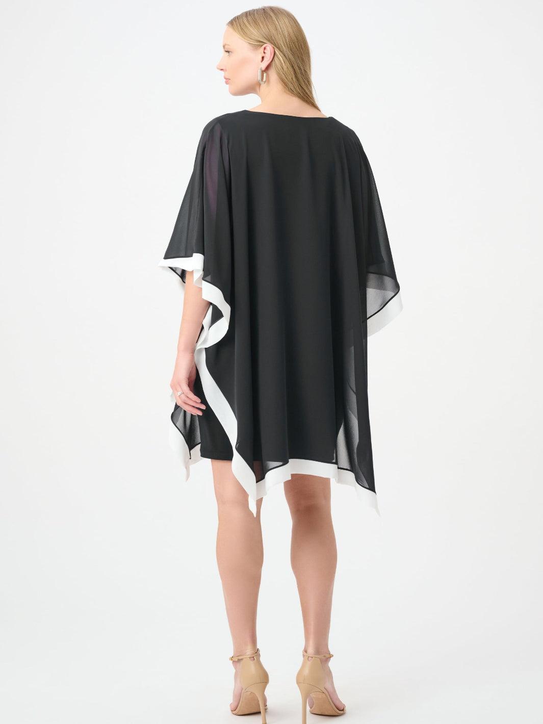 Joseph Ribkoff Chiffon Overlay Dress In Black/Vanilla 264714-Nicola Ross
