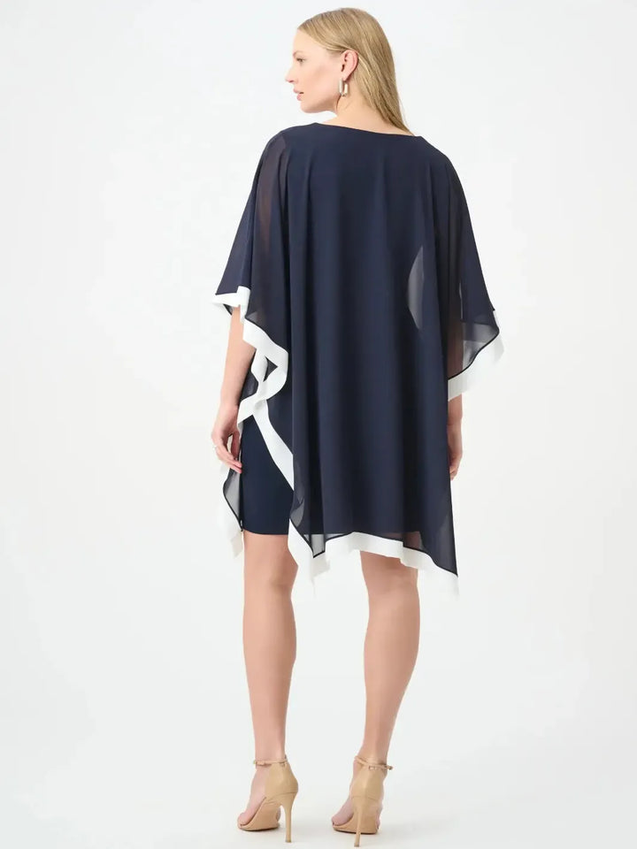 Joseph Ribkoff Chiffon Overlay Dress In Midnight Blue/Vanilla 264714-Nicola Ross