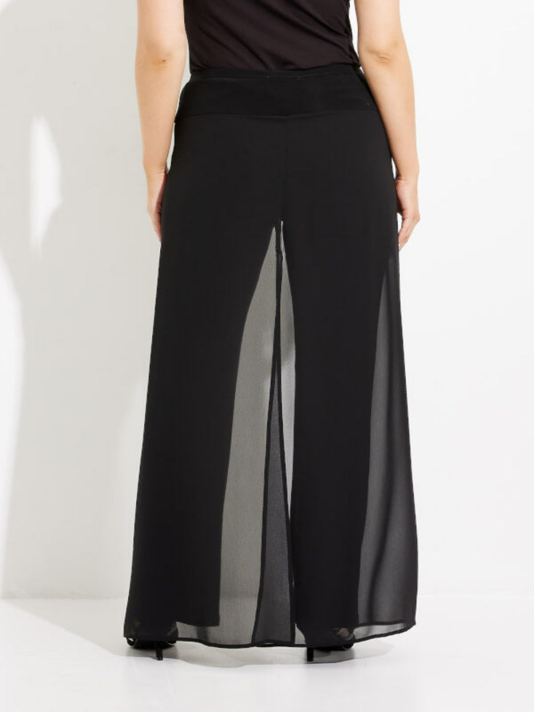 Joseph Ribkoff - Chiffon Overlay Pant in Black 233773-Nicola Ross