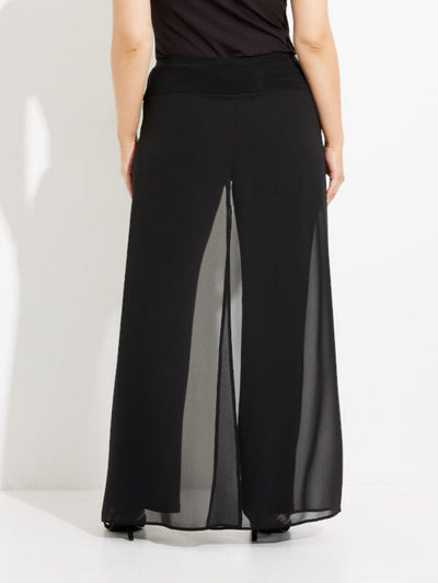 Joseph Ribkoff - Chiffon Overlay Pant in Black 233773-Nicola Ross