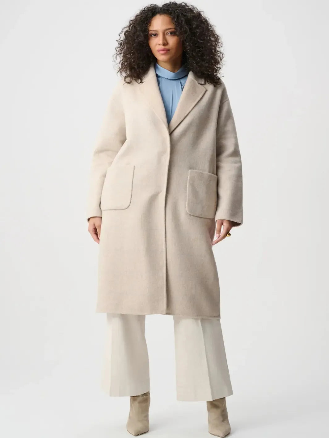Joseph Ribkoff Classic Longline Coat In Oatmeal 263913-Nicola Ross