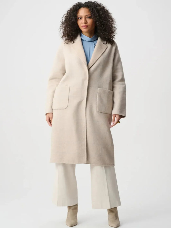 Joseph Ribkoff Classic Longline Coat In Oatmeal 263913-Nicola Ross