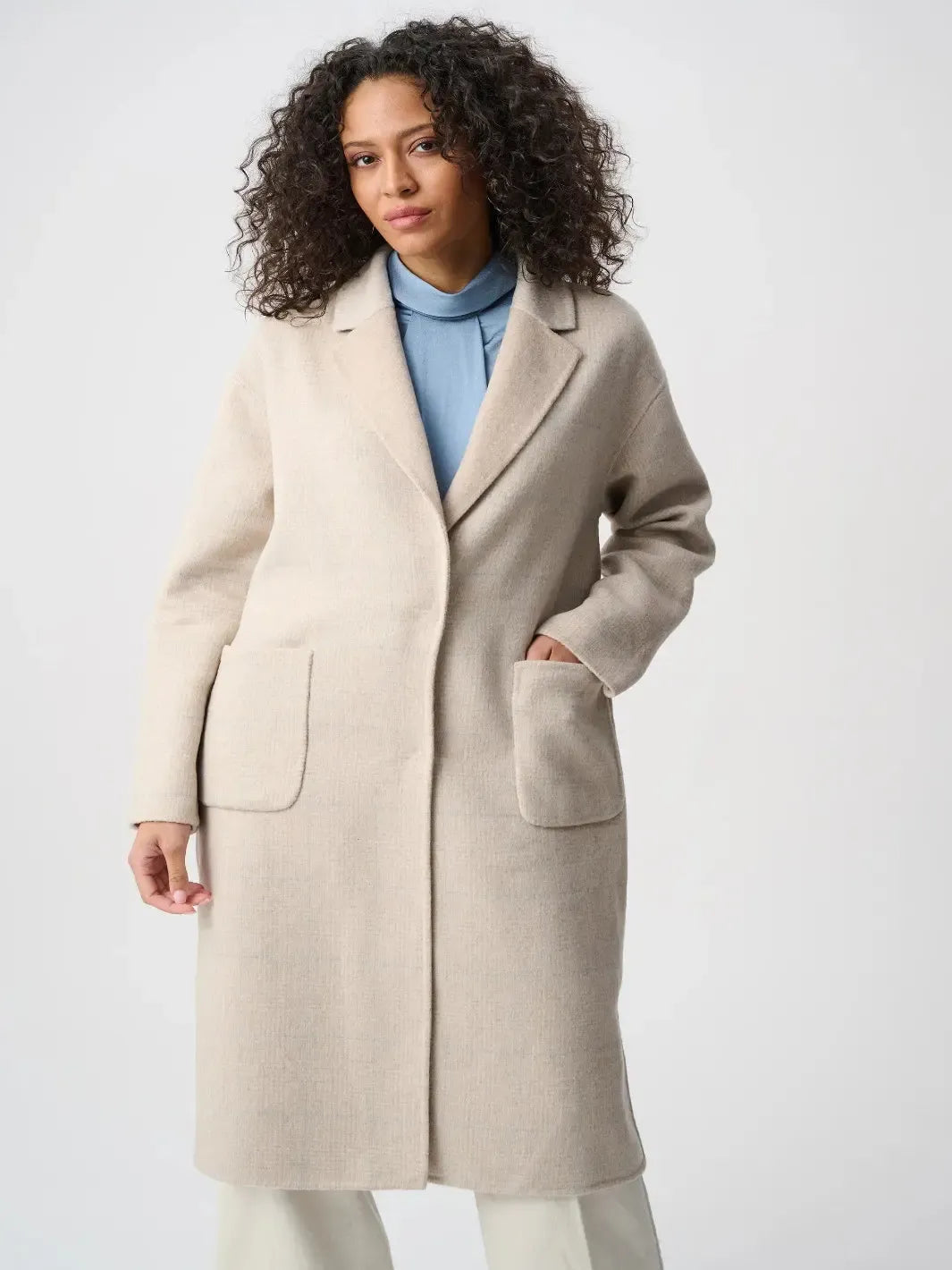 Joseph Ribkoff Classic Longline Coat In Oatmeal 263913-Nicola Ross