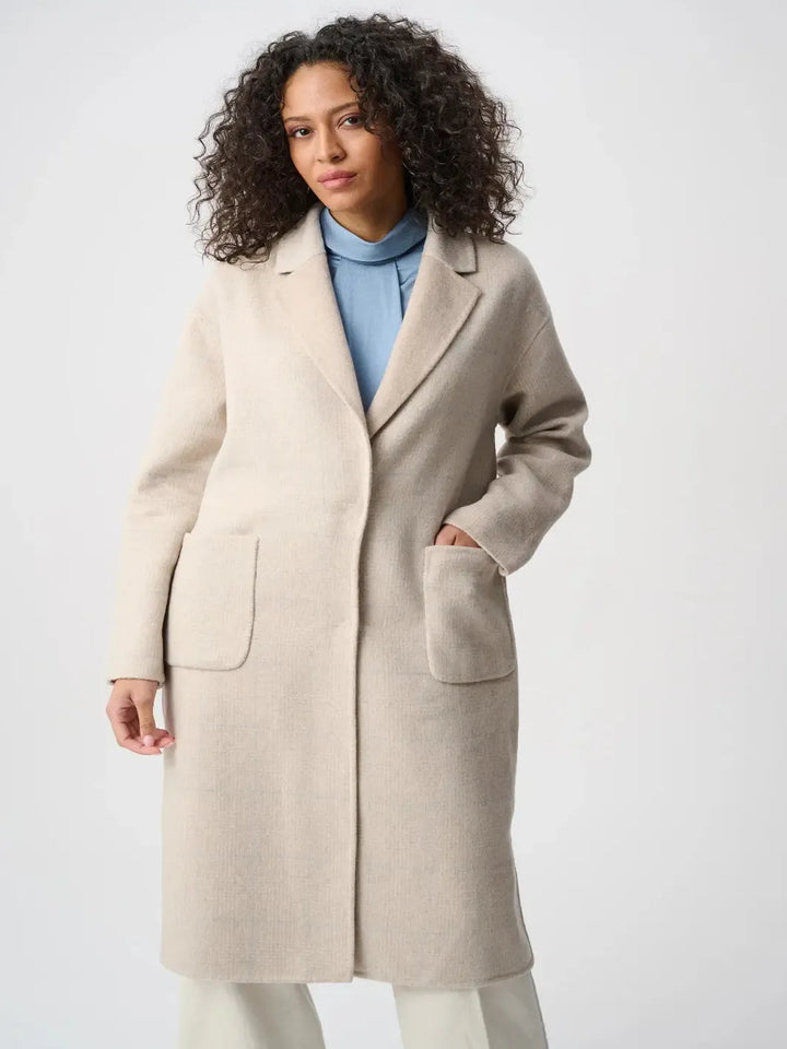 Joseph Ribkoff Classic Longline Coat In Oatmeal 263913-Nicola Ross