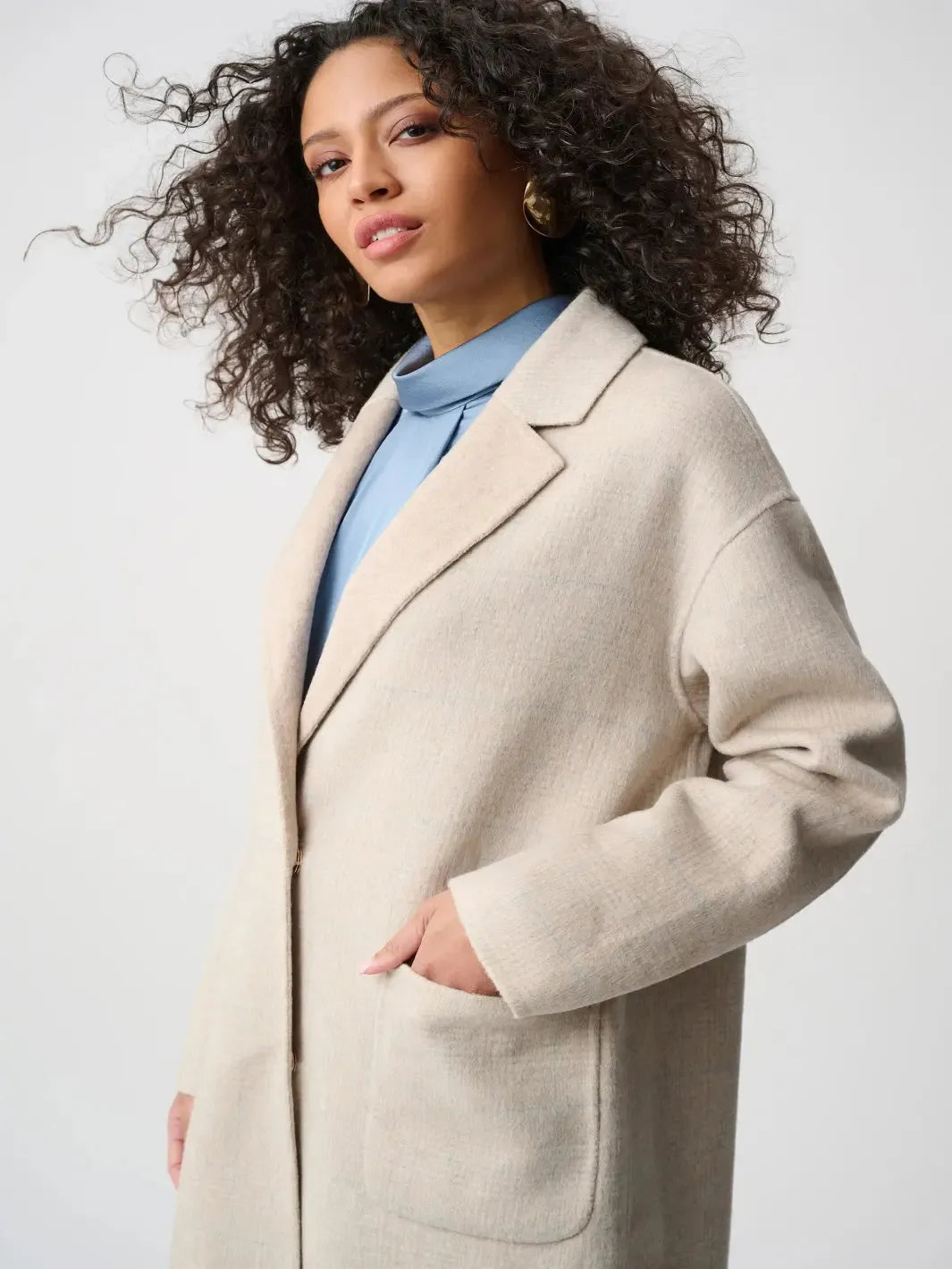 Joseph Ribkoff Classic Longline Coat In Oatmeal 263913-Nicola Ross