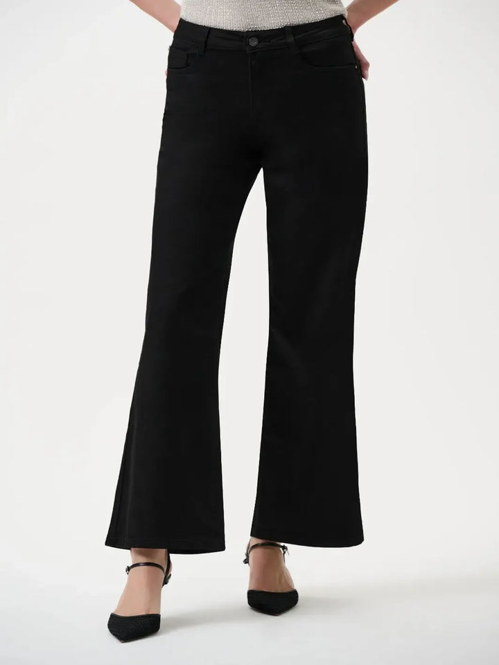 Joseph Ribkoff Classic Wide-Leg Stretch Jeans In Black 251968BCO-Nicola Ross