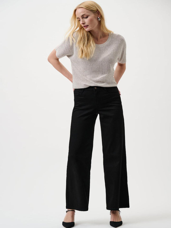 Joseph Ribkoff Classic Wide-Leg Stretch Jeans In Black 251968BCO-Nicola Ross
