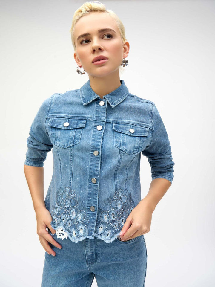 Joseph Ribkoff Collared Denim Top 252911-Nicola Ross