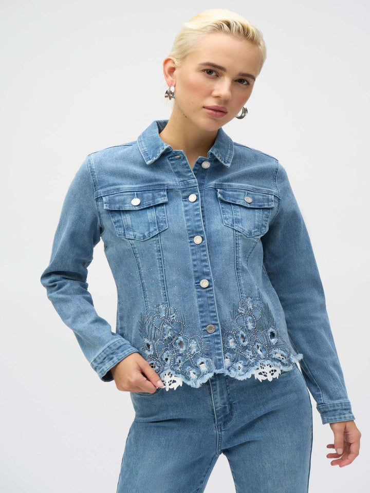 Joseph Ribkoff Collared Denim Top 252911-Nicola Ross