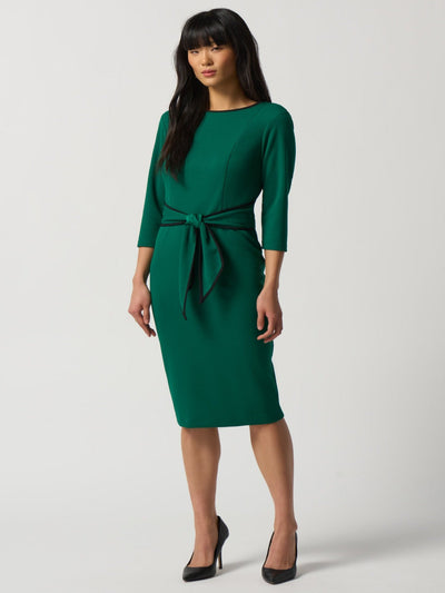 Joseph Ribkoff - Contrast Trim 3/4 Sleeve Dress In Green 221210TT-Nicola Ross