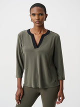 Joseph Ribkoff Contrast Trim Top In Avocado/Black 263629-Nicola Ross