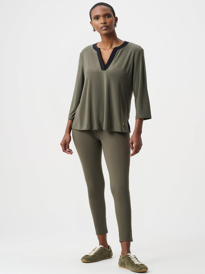 Joseph Ribkoff Contrast Trim Top In Avocado/Black 263629-Nicola Ross