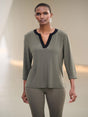 Joseph Ribkoff Contrast Trim Top In Avocado/Black 263629-Nicola Ross