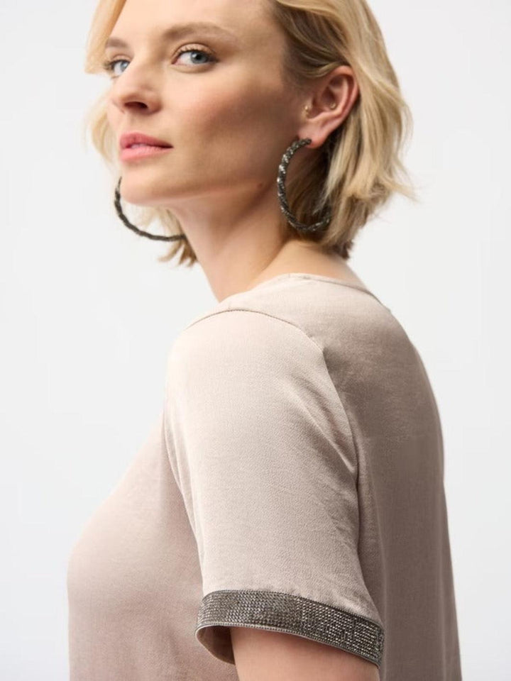 Joseph Ribkoff Crew Neck Top In Beige 261116-Nicola Ross