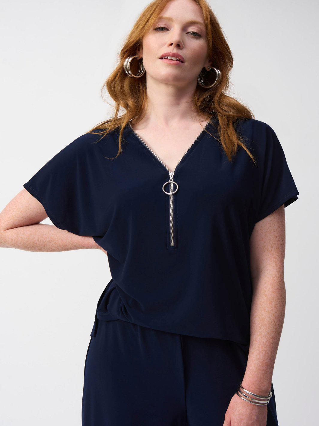 Joseph Ribkoff Cropped V-Neck Jumpsuit In Midnight Navy 251044-Nicola Ross