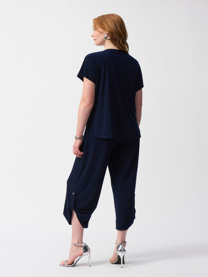 Joseph Ribkoff Cropped V-Neck Jumpsuit In Midnight Navy 251044-Nicola Ross