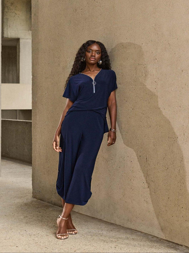 Joseph Ribkoff Cropped V-Neck Jumpsuit In Midnight Navy 251044-Nicola Ross