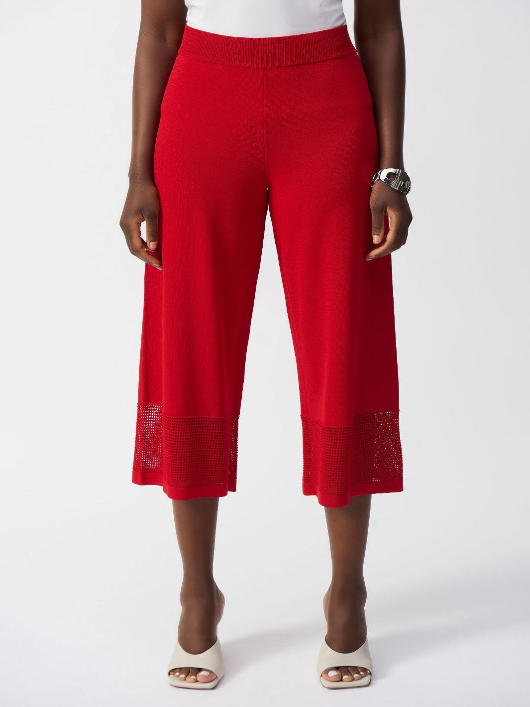 Joseph Ribkoff Cropped Wide-leg Mesh Trousers In Radiant Red 251915-Nicola Ross