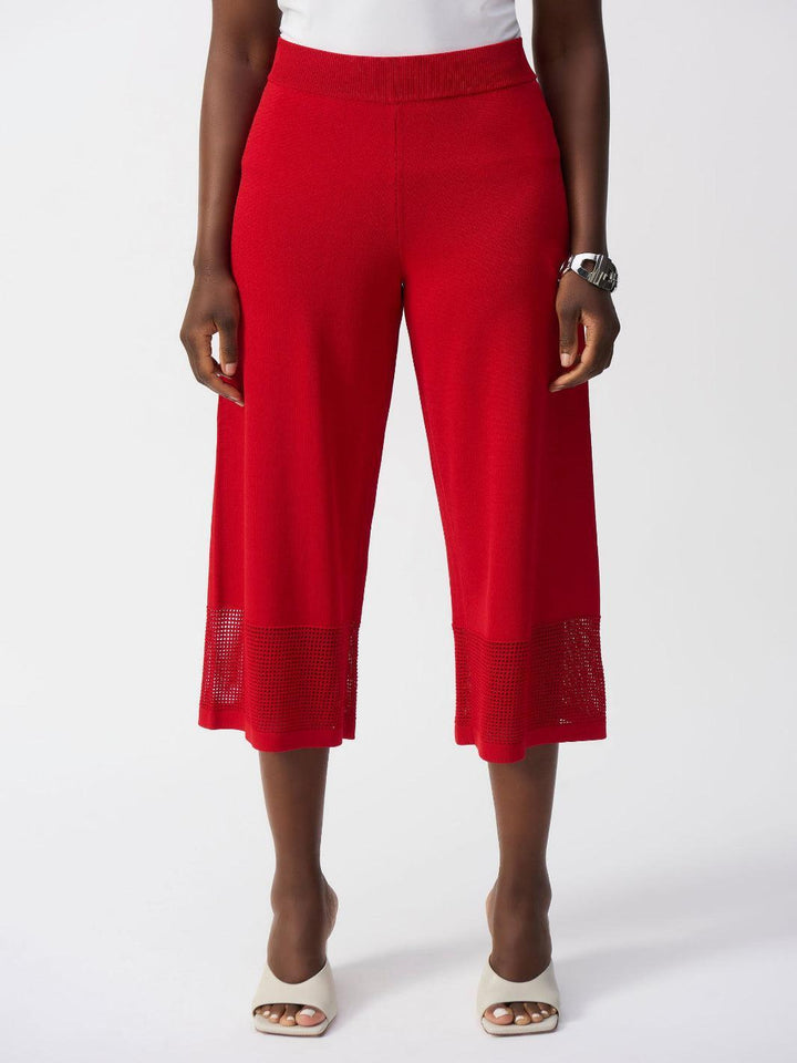 Joseph Ribkoff Cropped Wide-leg Mesh Trousers In Radiant Red 251915-Nicola Ross