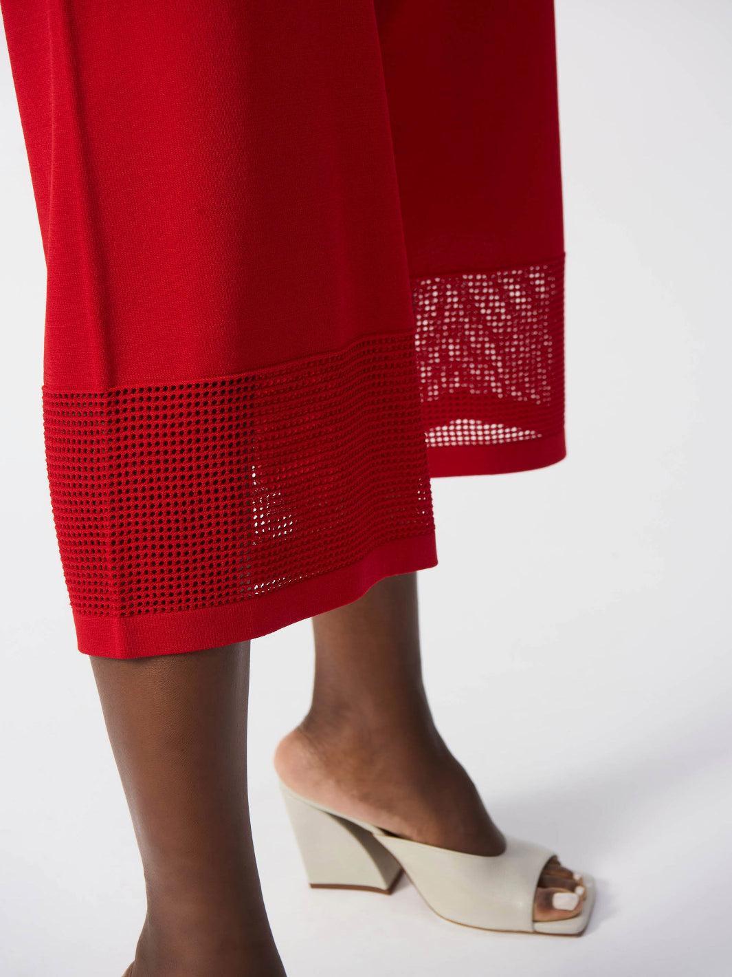 Joseph Ribkoff Cropped Wide-leg Mesh Trousers In Radiant Red 251915-Nicola Ross