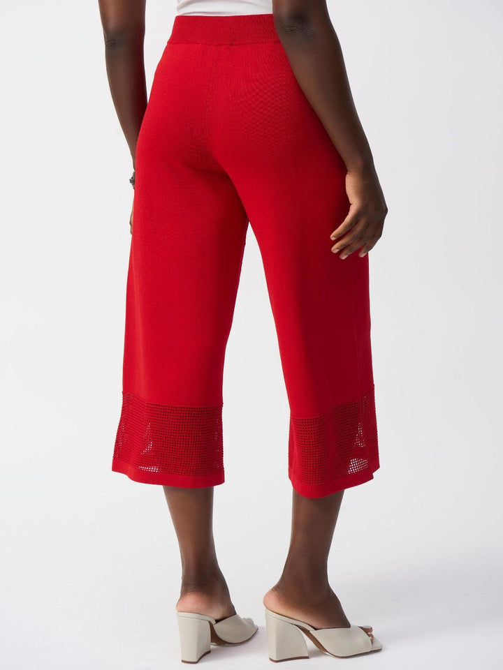 Joseph Ribkoff Cropped Wide-leg Mesh Trousers In Radiant Red 251915-Nicola Ross