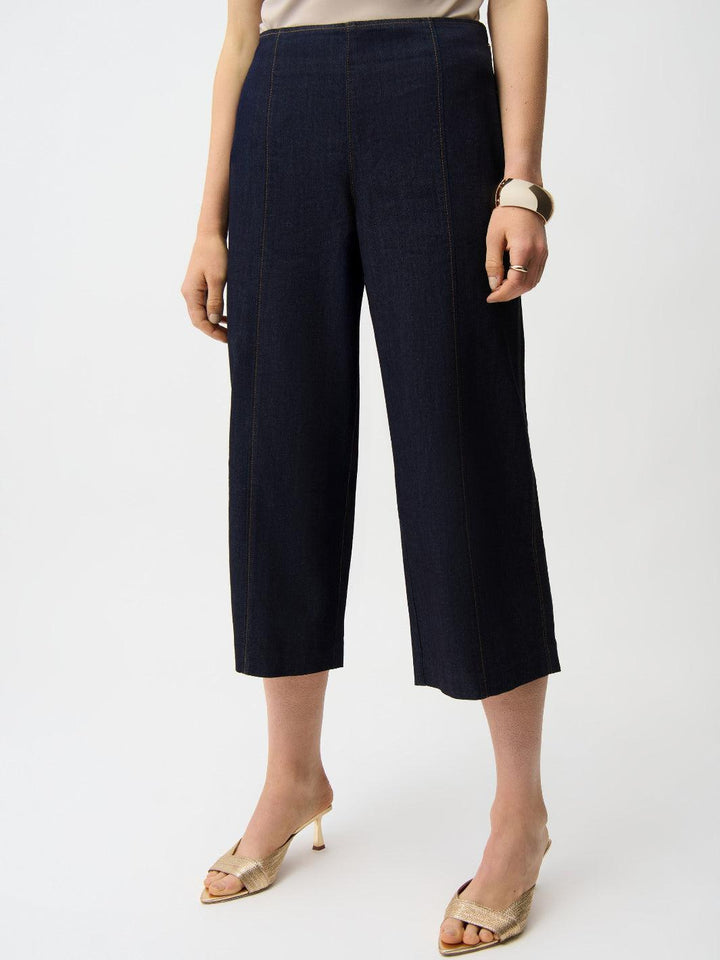 Joseph Ribkoff Cropped Wide-leg Trousers In Dark Denim 261955-Nicola Ross
