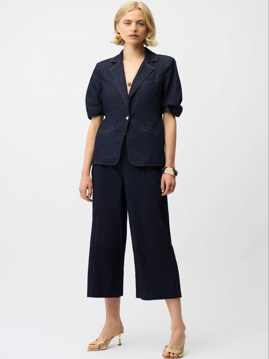 Joseph Ribkoff Cropped Wide-leg Trousers In Dark Denim 261955-Nicola Ross