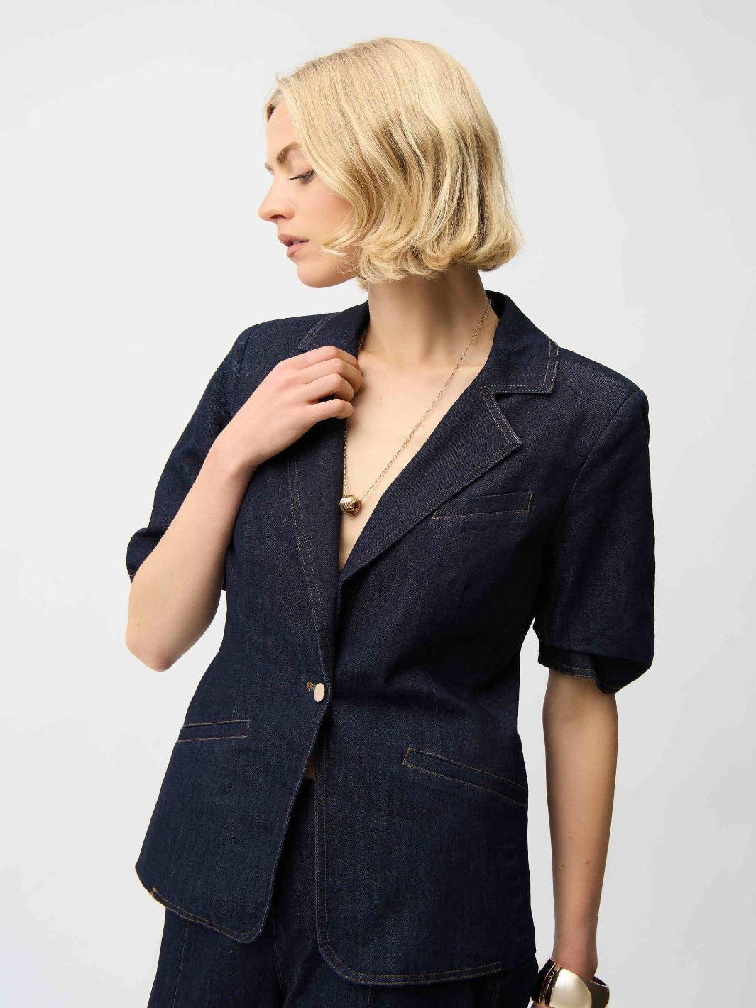 Joseph Ribkoff Denim Blazer In Dark Denim 261968-Nicola Ross