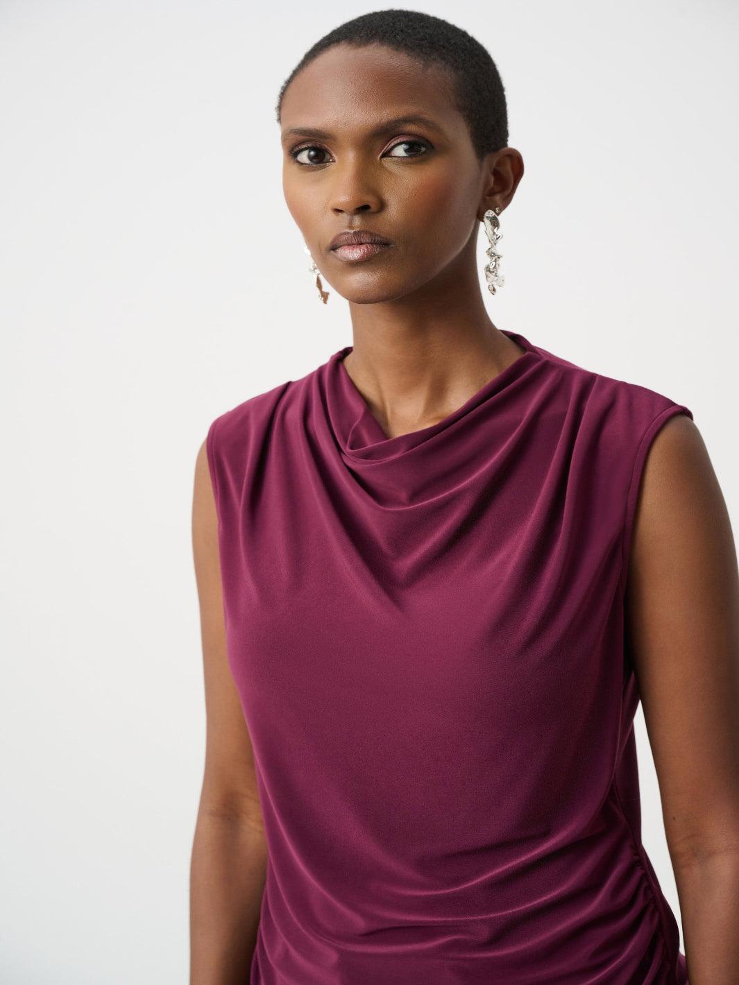Joseph Ribkoff Drape Neck Top In Elderberry 263140-Nicola Ross