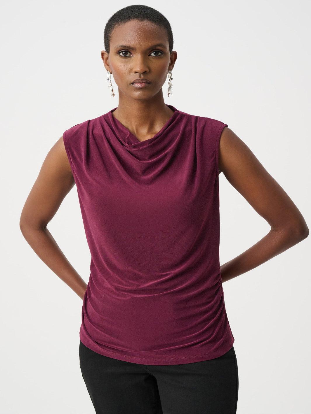 Joseph Ribkoff Drape Neck Top In Elderberry 263140-Nicola Ross