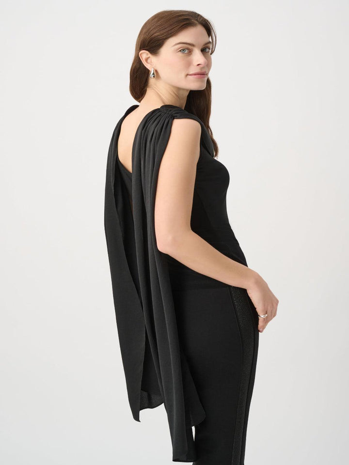 Joseph Ribkoff Draped Cape Top In Black 264113-Nicola Ross