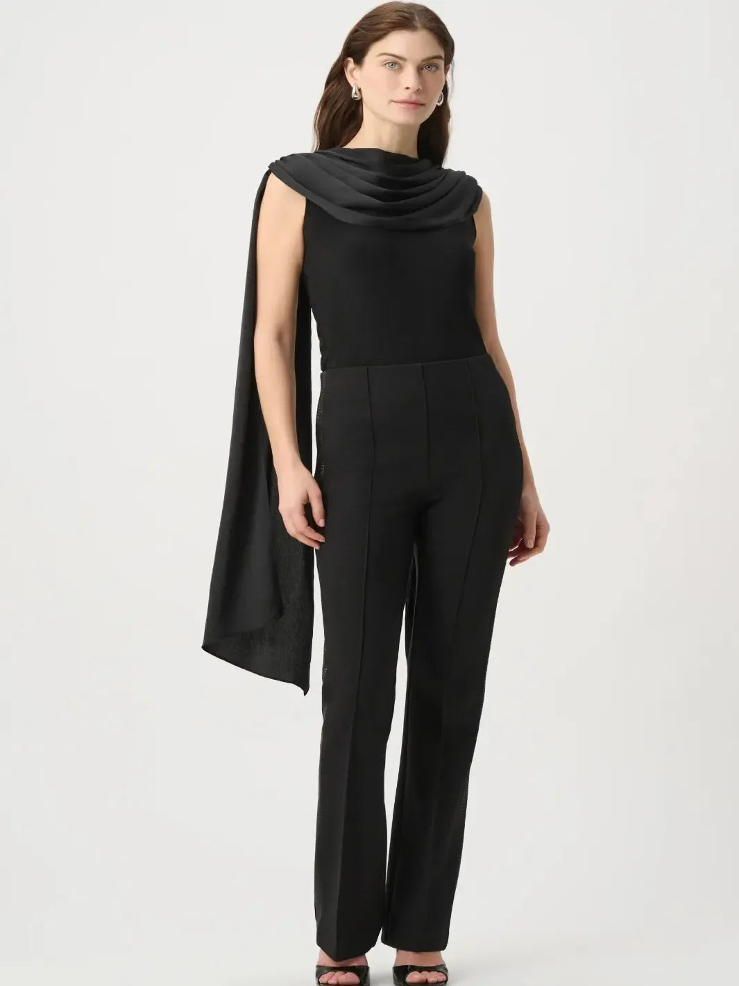 Joseph Ribkoff Draped Cape Top In Black 264113-Nicola Ross