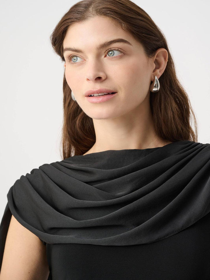 Joseph Ribkoff Draped Cape Top In Black 264113-Nicola Ross