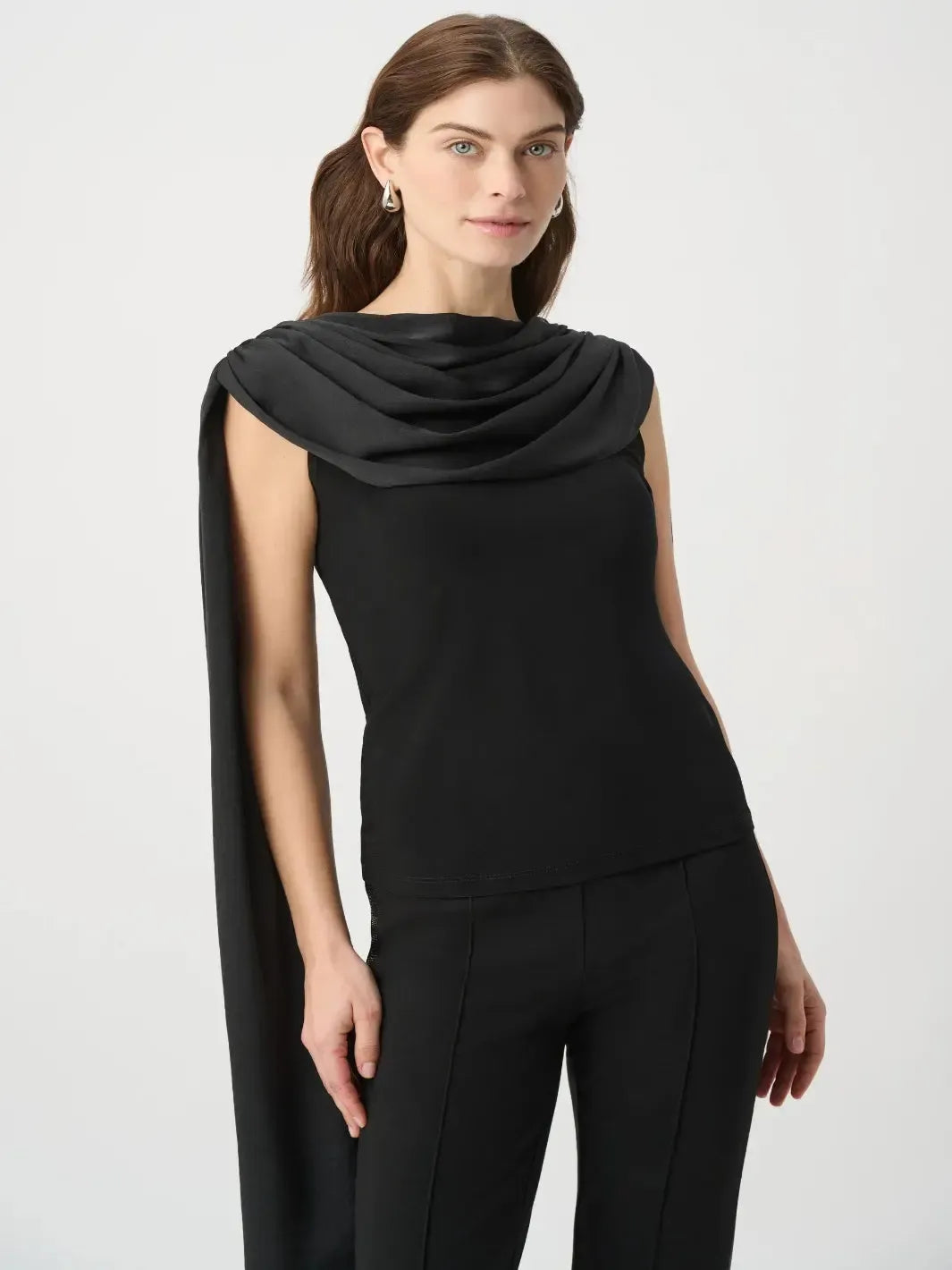 Joseph Ribkoff Draped Cape Top In Black 264113-Nicola Ross