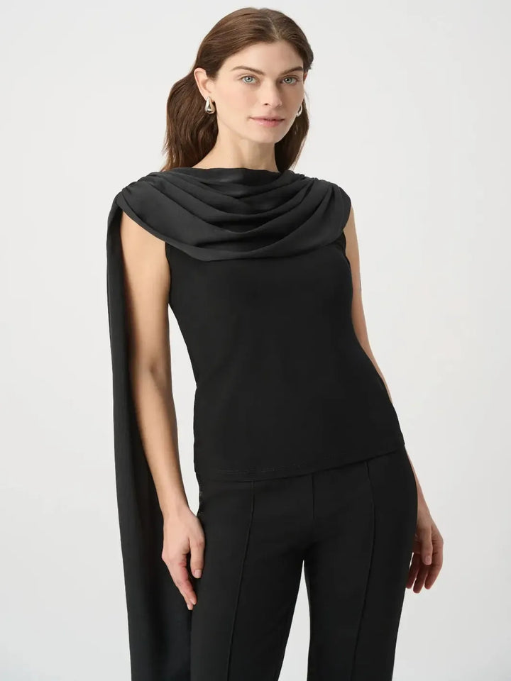 Joseph Ribkoff Draped Cape Top In Black 264113-Nicola Ross