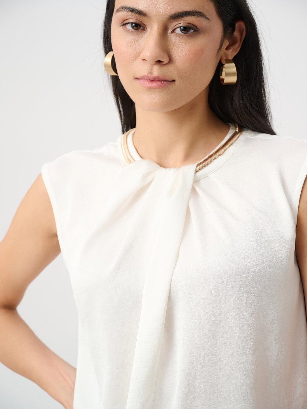 Joseph Ribkoff Draped Neck Top In Winter White 263168-Nicola Ross
