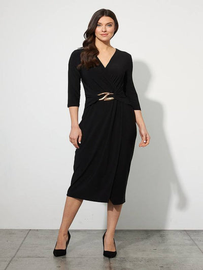 Joseph Ribkoff - Draped Sheath Dress in Black 223121-Nicola Ross