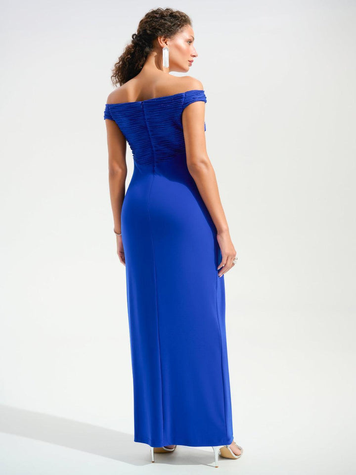 Joseph Ribkoff Elegant Off-shoulder Maxi Dress In Royal Sapphire 261733-Nicola Ross