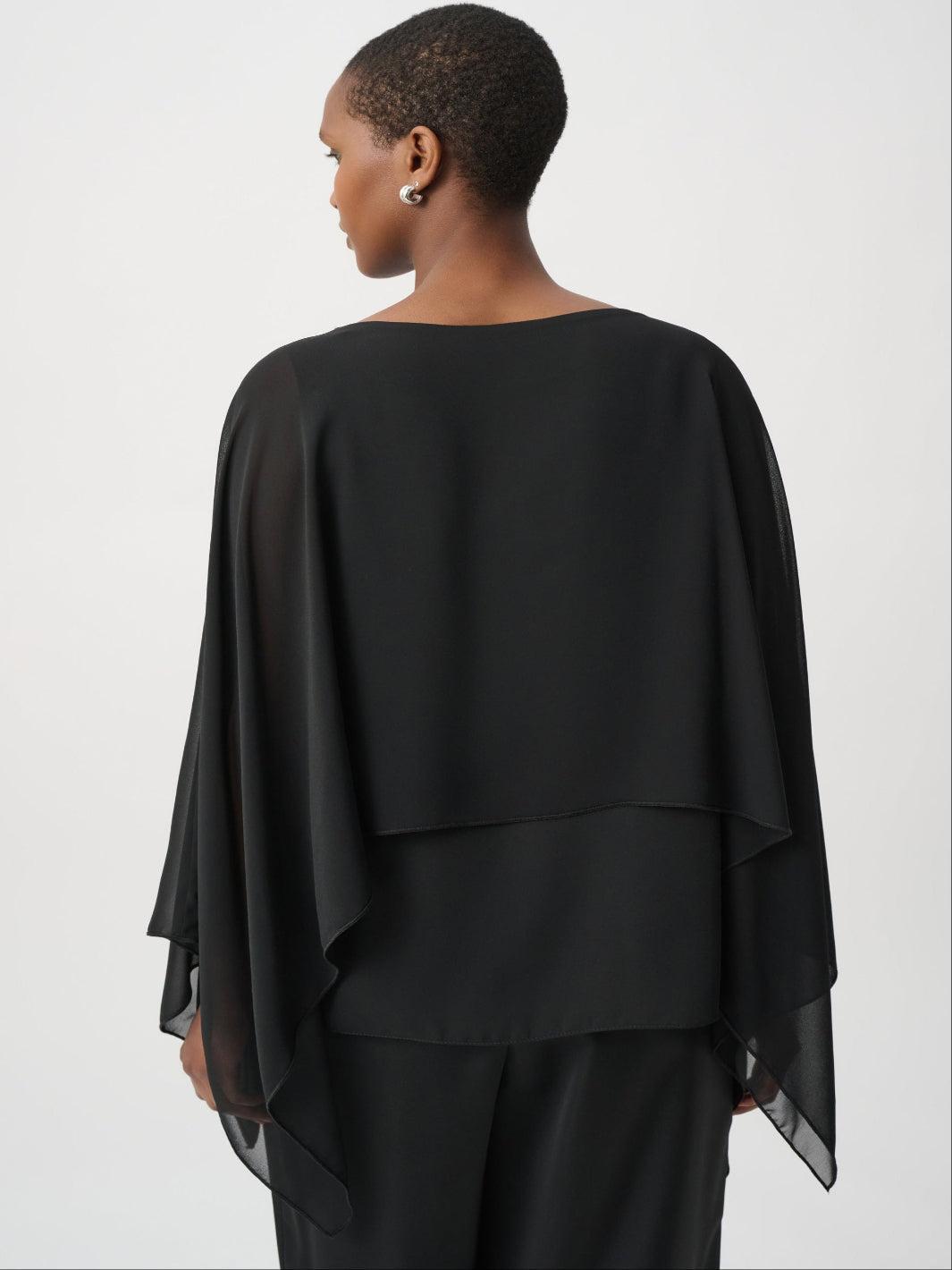 Joseph Ribkoff Embellished Chiffon Top In Black 264177-Nicola Ross