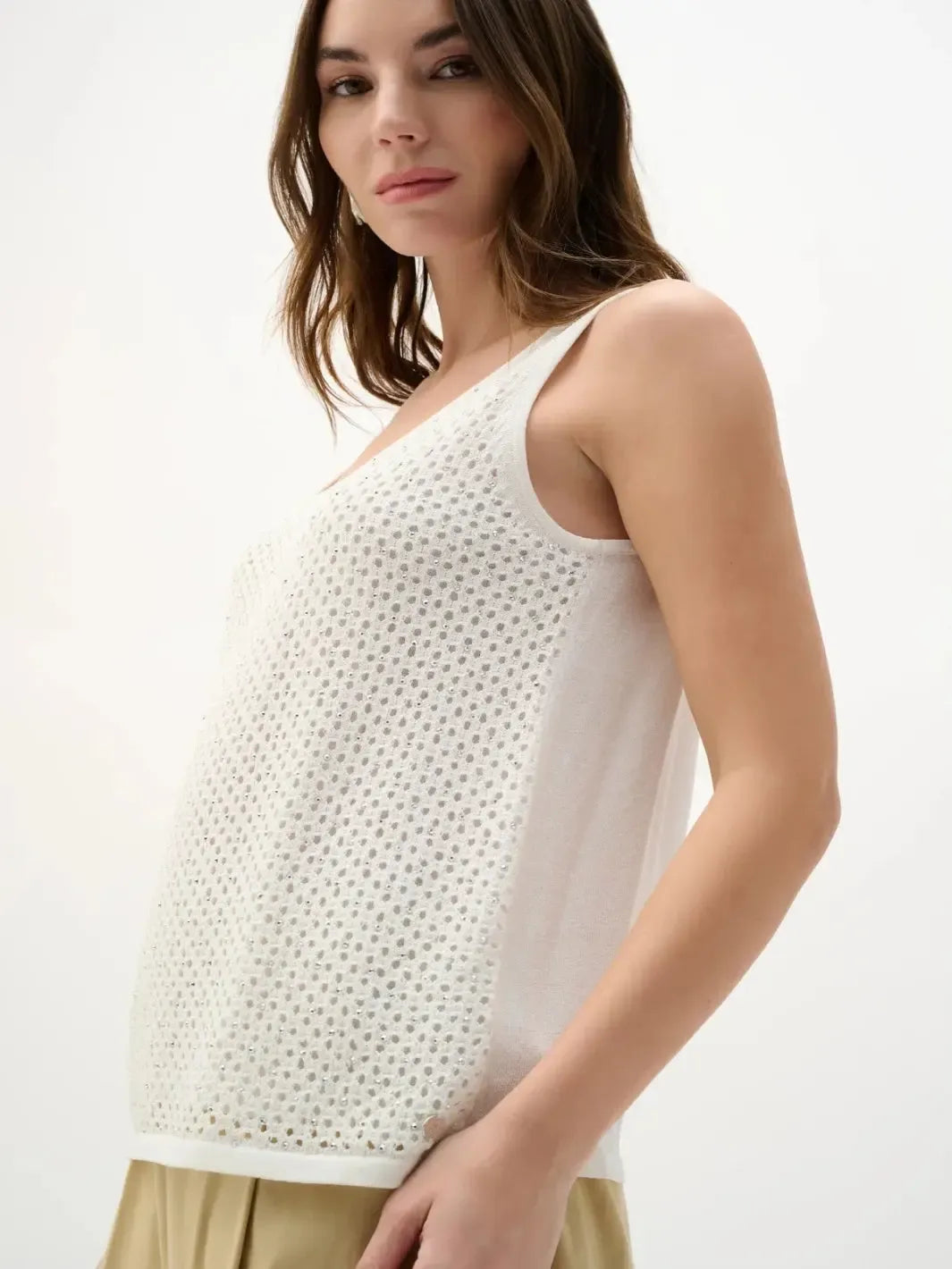 Joseph Ribkoff Embellished Knit Cami In White 262957 – Nicola Ross