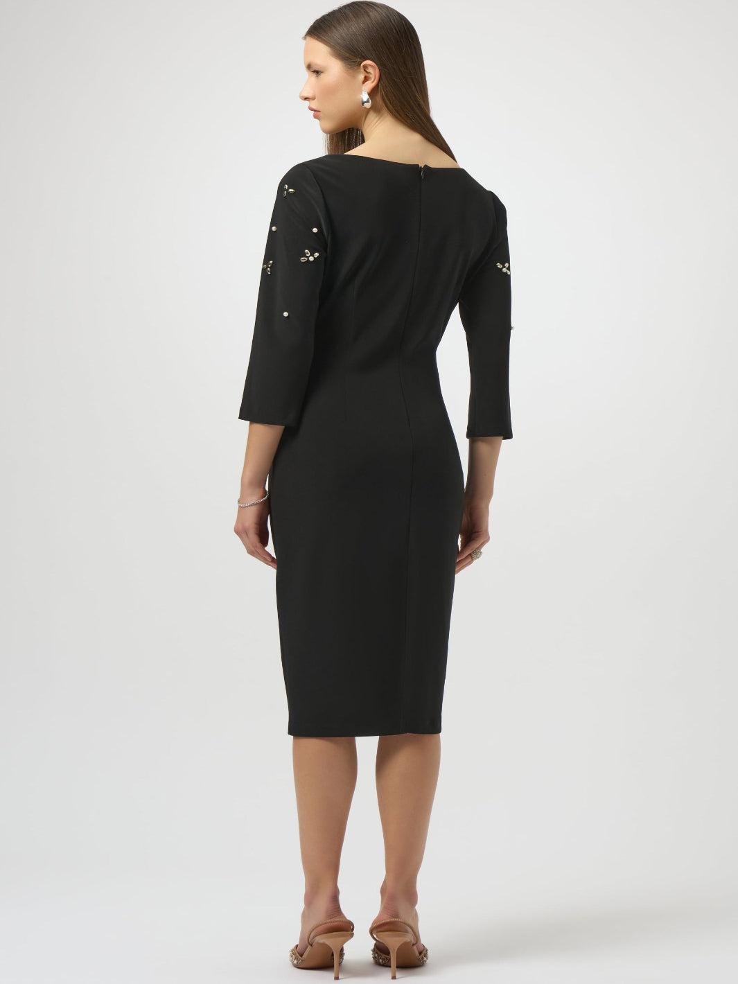 Joseph Ribkoff Embellished Midi Dress In Black 254007-Nicola Ross