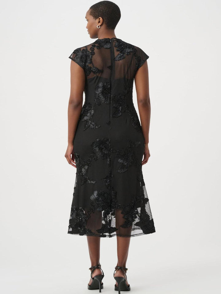 Joseph Ribkoff Embellished Midi Dress In Black 264143-Nicola Ross