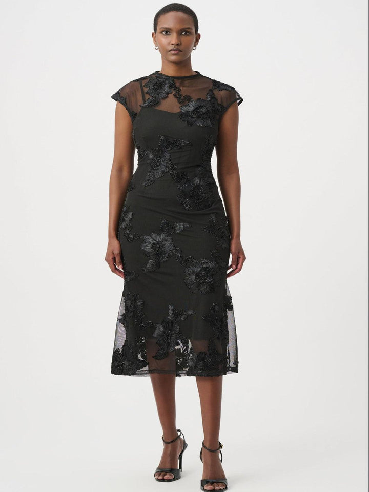 Joseph Ribkoff Embellished Midi Dress In Black 264143-Nicola Ross