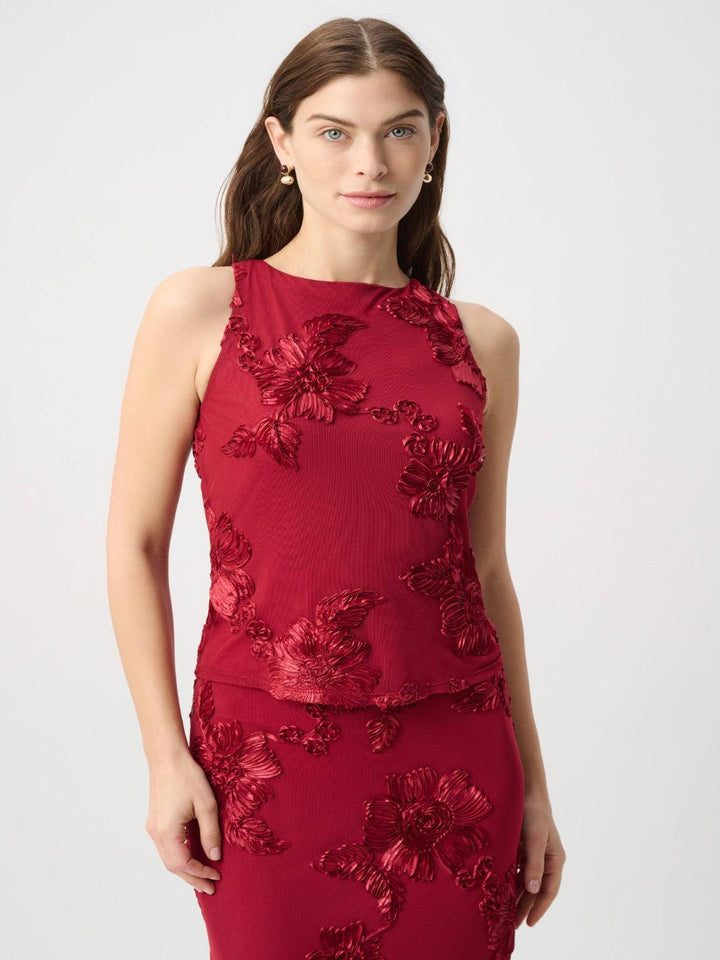Joseph Ribkoff Embellished Sleeveless Top In Deep Cherry 264141-Nicola Ross