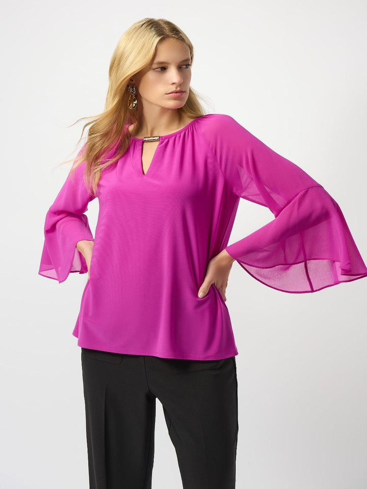 Joseph Ribkoff Embellished V-neck Pullover Top In Pink 253189-Nicola Ross