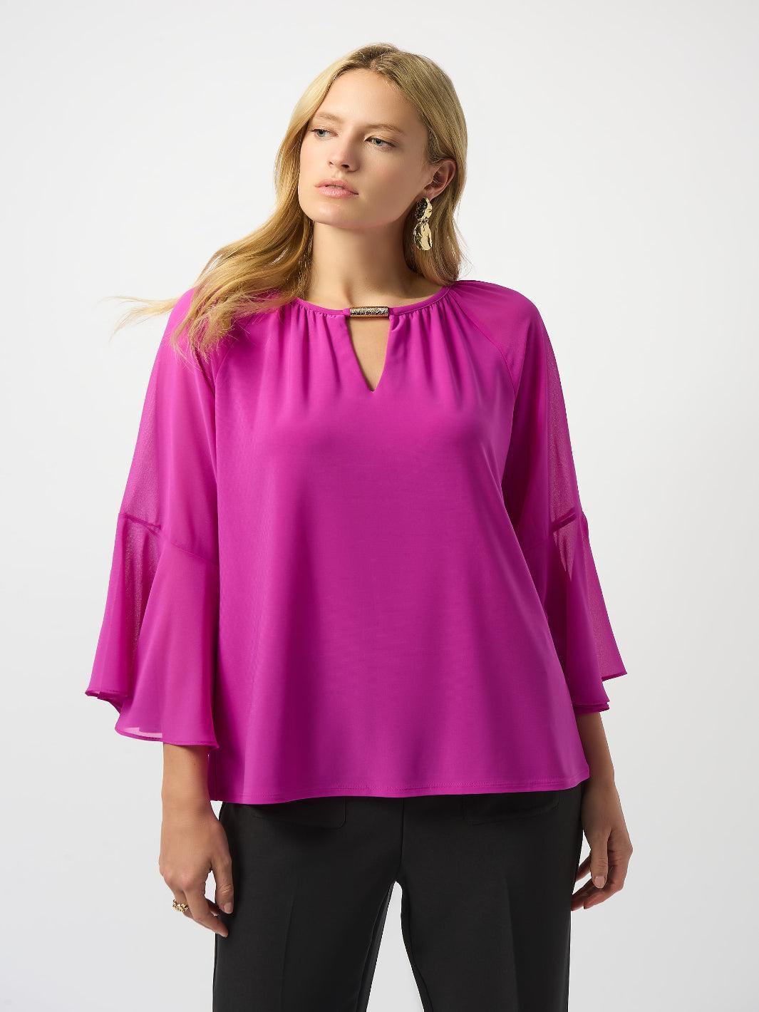 Joseph Ribkoff Embellished V-neck Pullover Top In Pink 253189-Nicola Ross